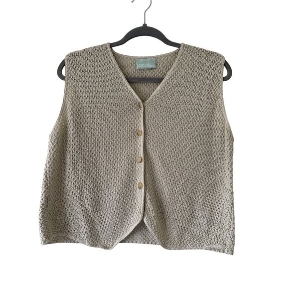 Vintage 220 Mckay Beige Knit Button-Front Vest Medium Womens - Picture 2 of 12